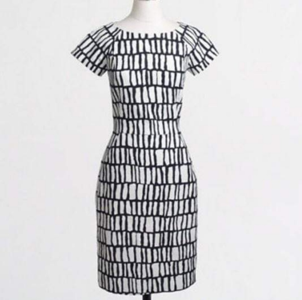 J Crew White Black Short-sleeve Dress, 10